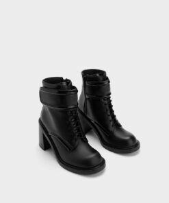 Rosalie Leather Ankle Boots - Black